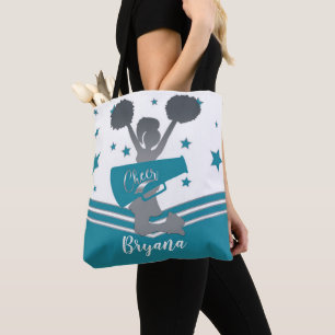 Turquoise Zilver Witte Sterren Juichen Cheerleadin Tote Bag