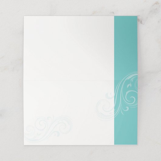 Turquoise zitplaatskaart, Caroline bruiloft (Buitenkant ongevouwen)