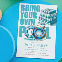Turquoise Zomerfeest BYO Zwembad Aquarel