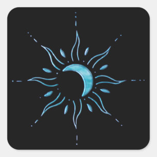 Turquoise Zon  Vierkante Sticker