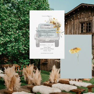 Turquoise Zonnebloem Redneck Wedding Cowboy Pet Kaart