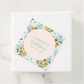 Turquoise Zonnebloem Schachbrett Bruiloftsborrel  Bedankjes Labels (In situ)