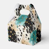 Turquoise Zwart Cream Goud Western Koeienhuid Bedankdoosjes (Achterkant)