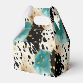 Turquoise Zwart Cream Goud Western Koeienhuid Bedankdoosjes (Voorkant Zijde)