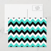 Turquoise Zwart en Wit Chevron Briefkaart (Voorkant / Achterkant)