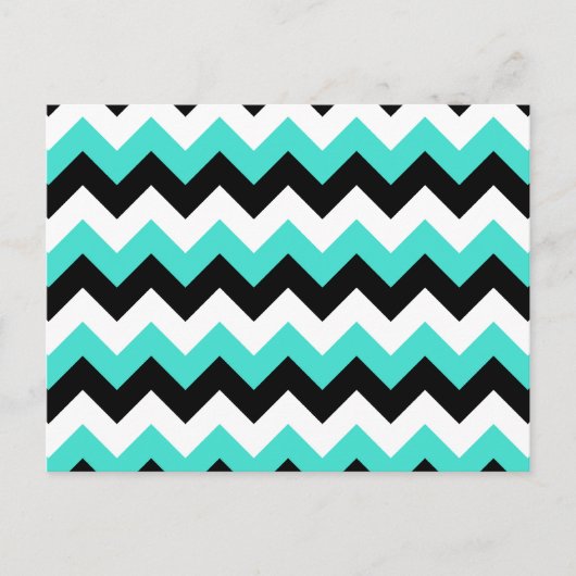Turquoise Zwart en Wit Chevron Briefkaart (Voorkant)