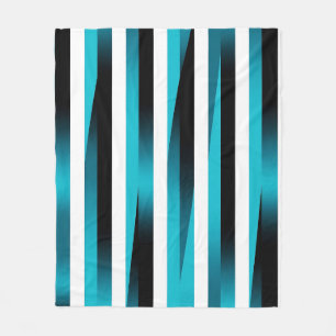 Turquoise Zwart Gradiënt Streeppatroon Fleece Deken