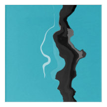 Turquoise, zwart-wit Abstract