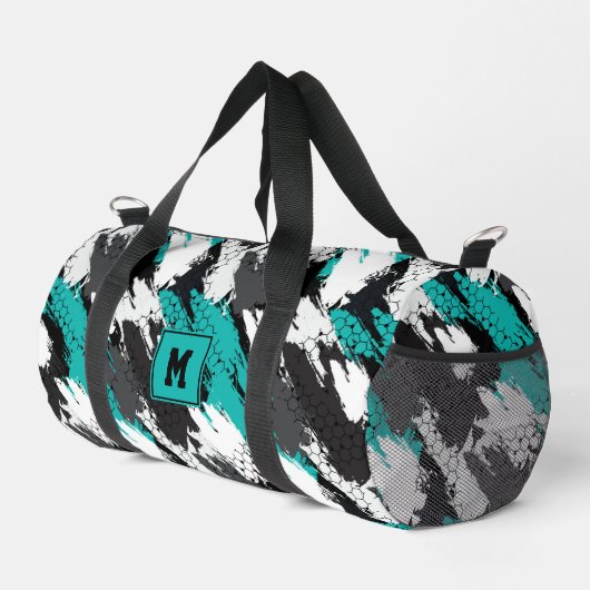 Turquoise Zwart Wit Abstract Geometrische Strepen Plunjezak (Rechterhoek)