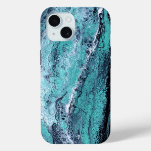 Turquoise & Zwarte Abstracte Marmer