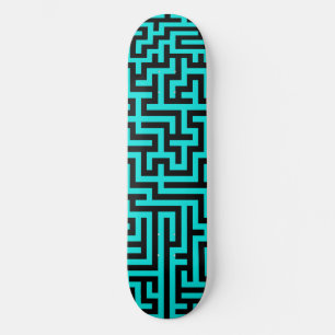 Turquoise zwarte doolhof lijnen skateboard