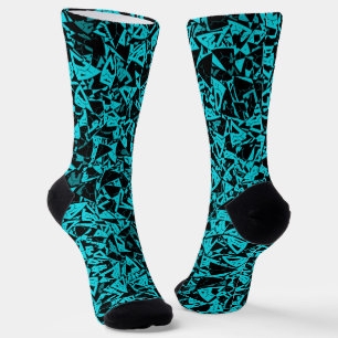 Turquoise Zwarte Driehoek Patroon Sokken