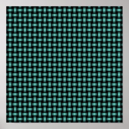 Turquoise Zwarte Weefpatroon Poster