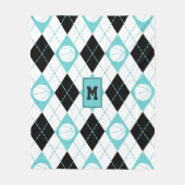 turquoise zwarte witte basketbal met de naam argyl fleece deken (Voorkant)