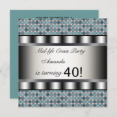 Turquoises Dots 40e anniversaire Invitations (Devant / Derrière)