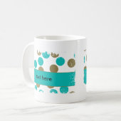 Turquoises points bleus et tans Mug frontalier en (Devant gauche)