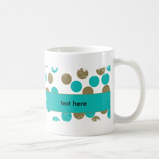 Turquoises points bleus et tans Mug frontalier en (Droite)
