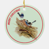 Turquoisine Superb Warbler Keramisch Ornament (Achterkant)