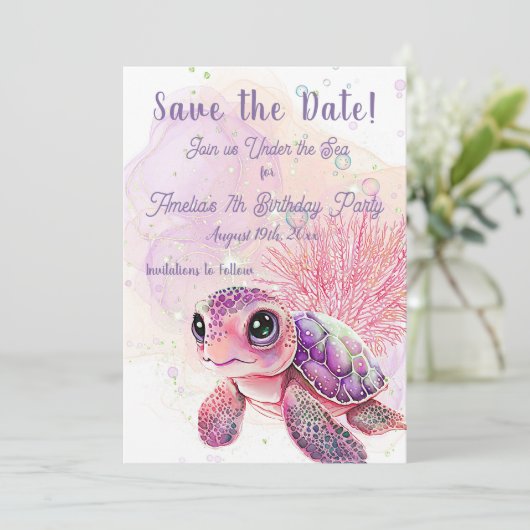 Turtle 7th Birthday, Onder het Zee, Save The Date (Staand voorkant)