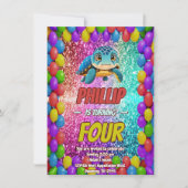 Turtle aangepaste karakter verjaardag uitnodiging (Voorkant)