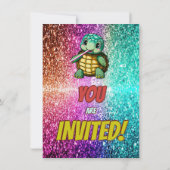 Turtle aangepaste karakter verjaardag uitnodiging (Achterkant)