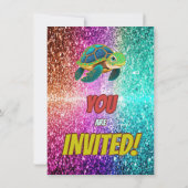 Turtle aangepaste karakter verjaardag uitnodiging (Achterkant)