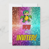 Turtle aangepaste karakter verjaardag uitnodiging (Achterkant)