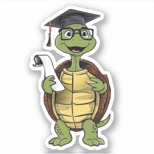 Turtle Afstuderen Sticker (Voorkant)