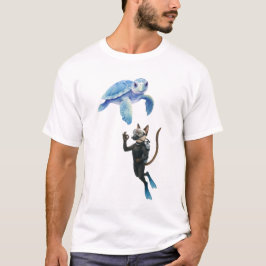 Turtle and Cat scuba diver T-shirt