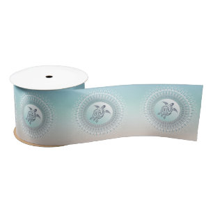 Turtle and Mandala Turquoise Coastal Maritime Lint