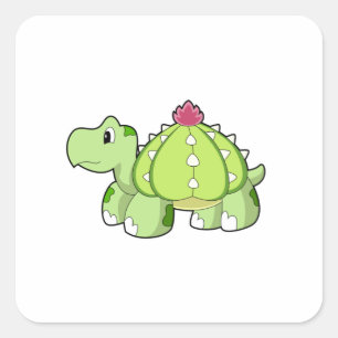 Turtle as Cactus Vierkante Sticker