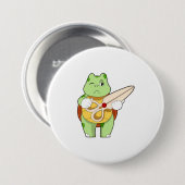 Turtle as Hairdresser with Scissors Ronde Button 7,6 Cm (Voorkant /achterkant)