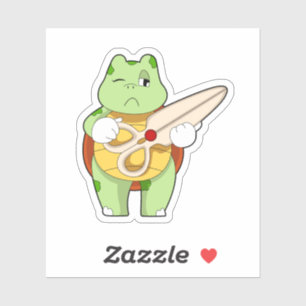 Turtle as Hairdresser with Scissors Sticker
