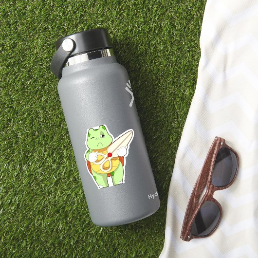 Turtle As Hairdresser With Scissors Sticker (HydroFlask Insitu)