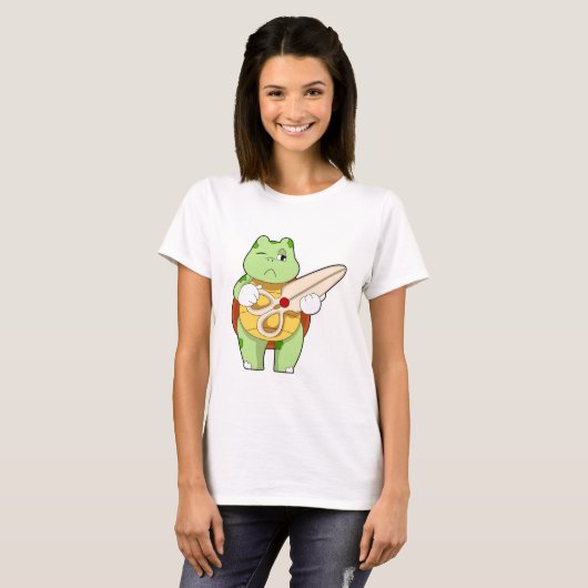 Turtle as Hairdresser with Scissors T-shirt (Voorkant volledig)
