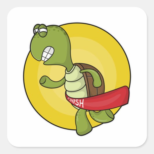 Turtle as Runner at Jogging Vierkante Sticker (Voorkant)