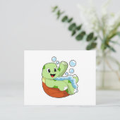 Turtle at Bathing with Foam Briefkaart (Staand voorkant)