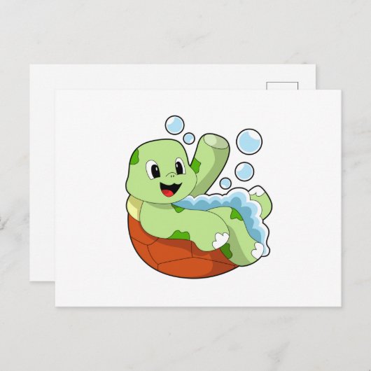 Turtle at Bathing with Foam Briefkaart (Voorkant / Achterkant)