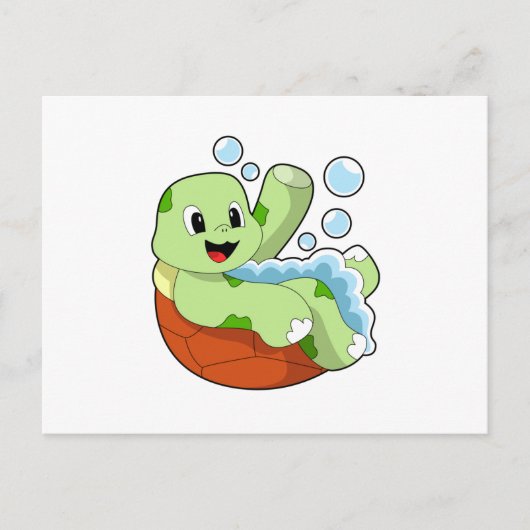Turtle at Bathing with Foam Briefkaart (Voorkant)