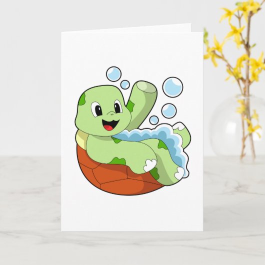 Turtle at Bathing with Foam Kaart (Gele Bloem)