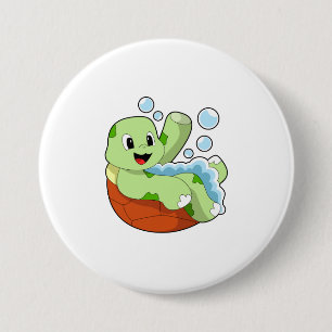 Turtle at Bathing with Foam Ronde Button 7,6 Cm