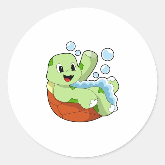 Turtle at Bathing with Foam Ronde Sticker (Voorkant)