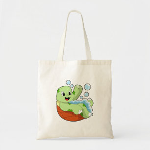 Turtle at Bathing with Foam Tote Bag