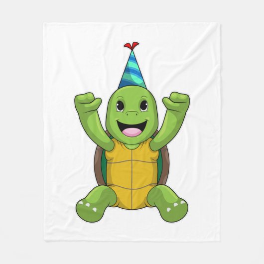 Turtle at Birthday with Party hat Fleece Deken (Voorkant)