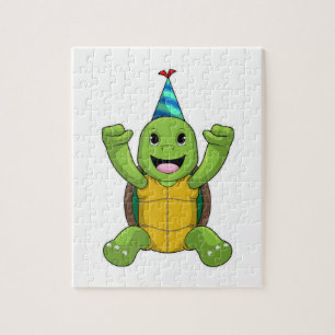 Turtle at Birthday with Party hat Legpuzzel