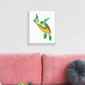 Turtle at Diving with Snorkel Canvas Afdruk (Insitu (Woonkamer))