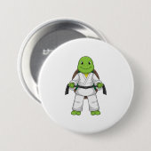 Turtle at Martial kuns with black Belt Ronde Button 7,6 Cm (Voorkant /achterkant)