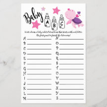 TURTLE BABY ABC BABY SHOWER GAME KAART