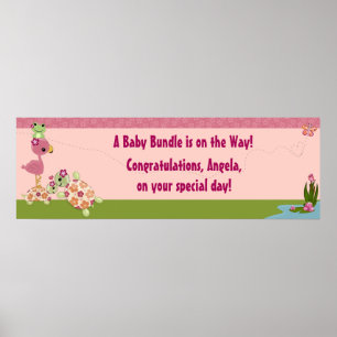 TURTLE Baby shower Banner EENMAAL OP Pond OUD Poster