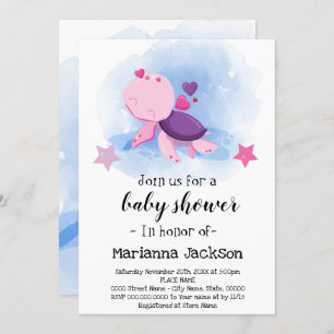 Turtle Baby shower Invitation Kaart